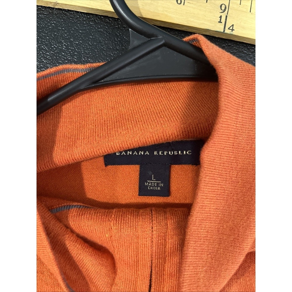Banana Republic Sweater Mens L Burnt Orange Silk Blend Quarter Zip Mock Neck - Picture 3 of 7